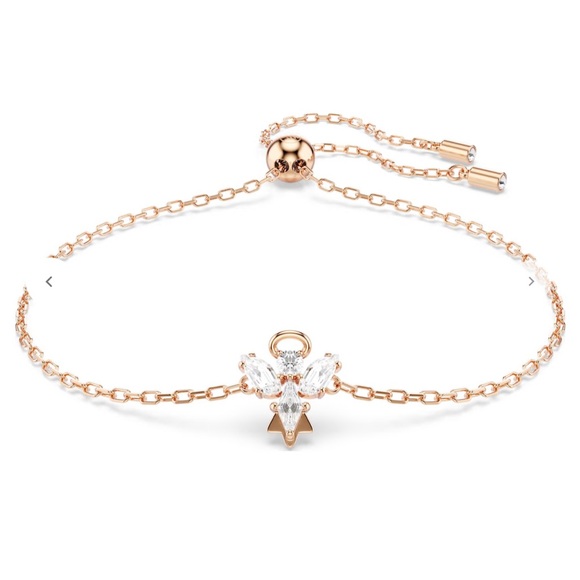 Swarovski Magic Angel Bracelet Rose gold-Crystal Charm Chain Adjustable Luck - Picture 1 of 6